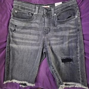 Signature by Levi Strauss Gray Distressed Denim Shorts Size:16R
